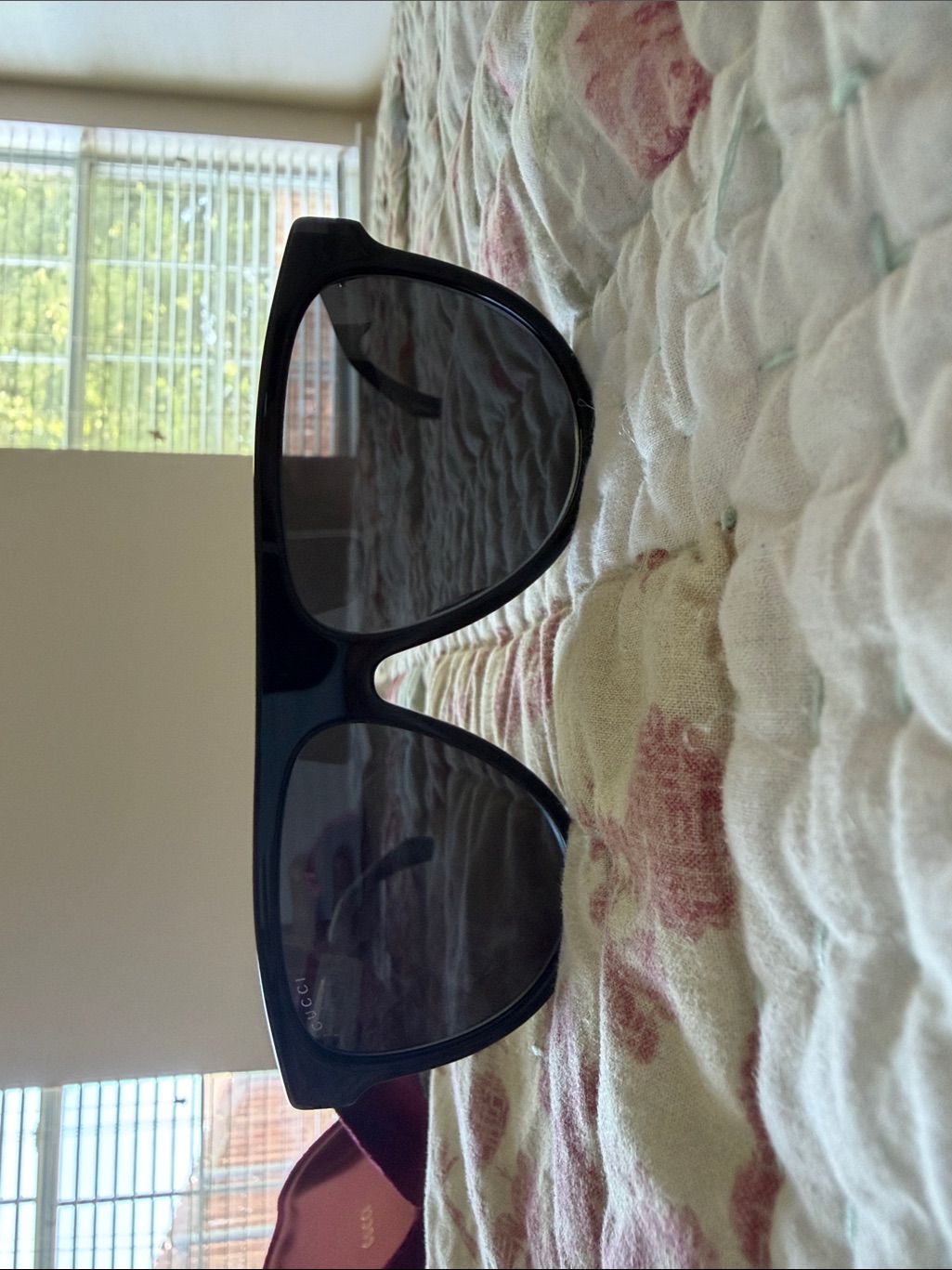 Gucci Black Sunglasses With Red And White Stripe Accents